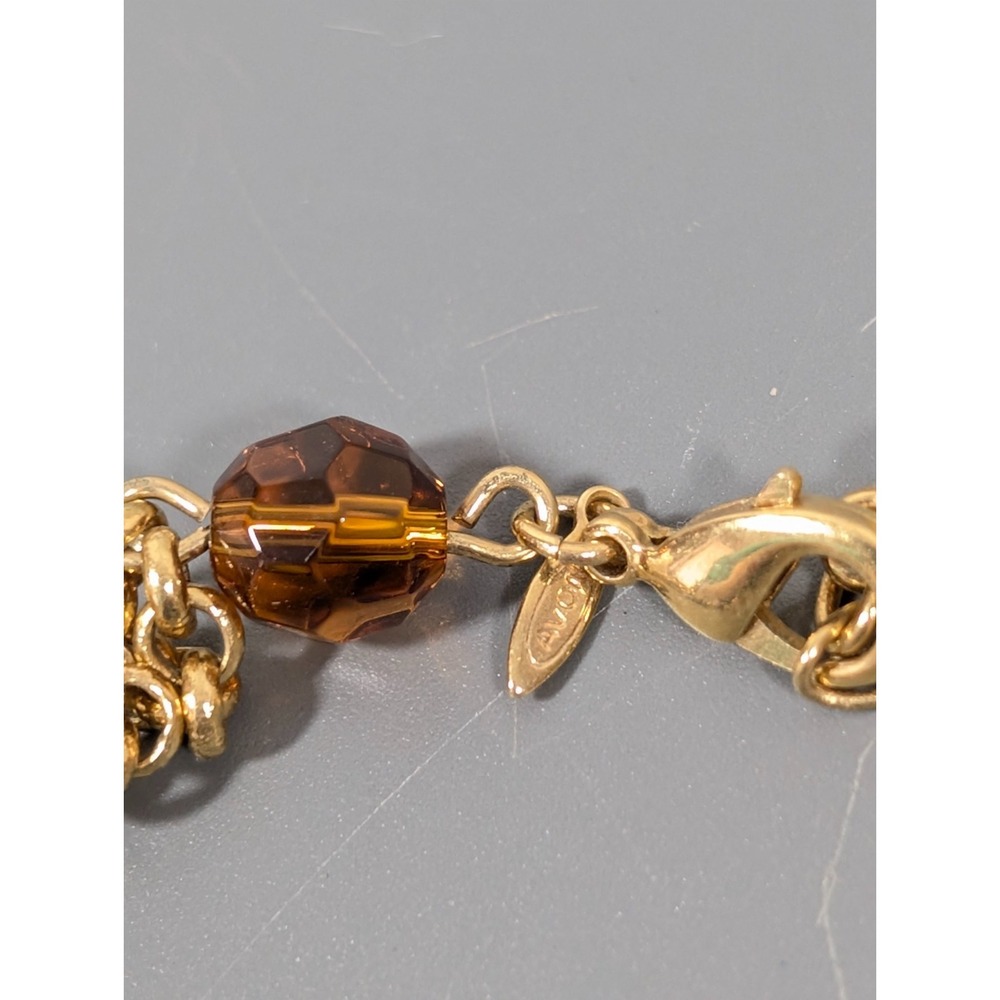 Avon Double Chain‎ Lariat Amber Color Beaded Necklace Elegant Chic 19 in - Picture 11 of 12